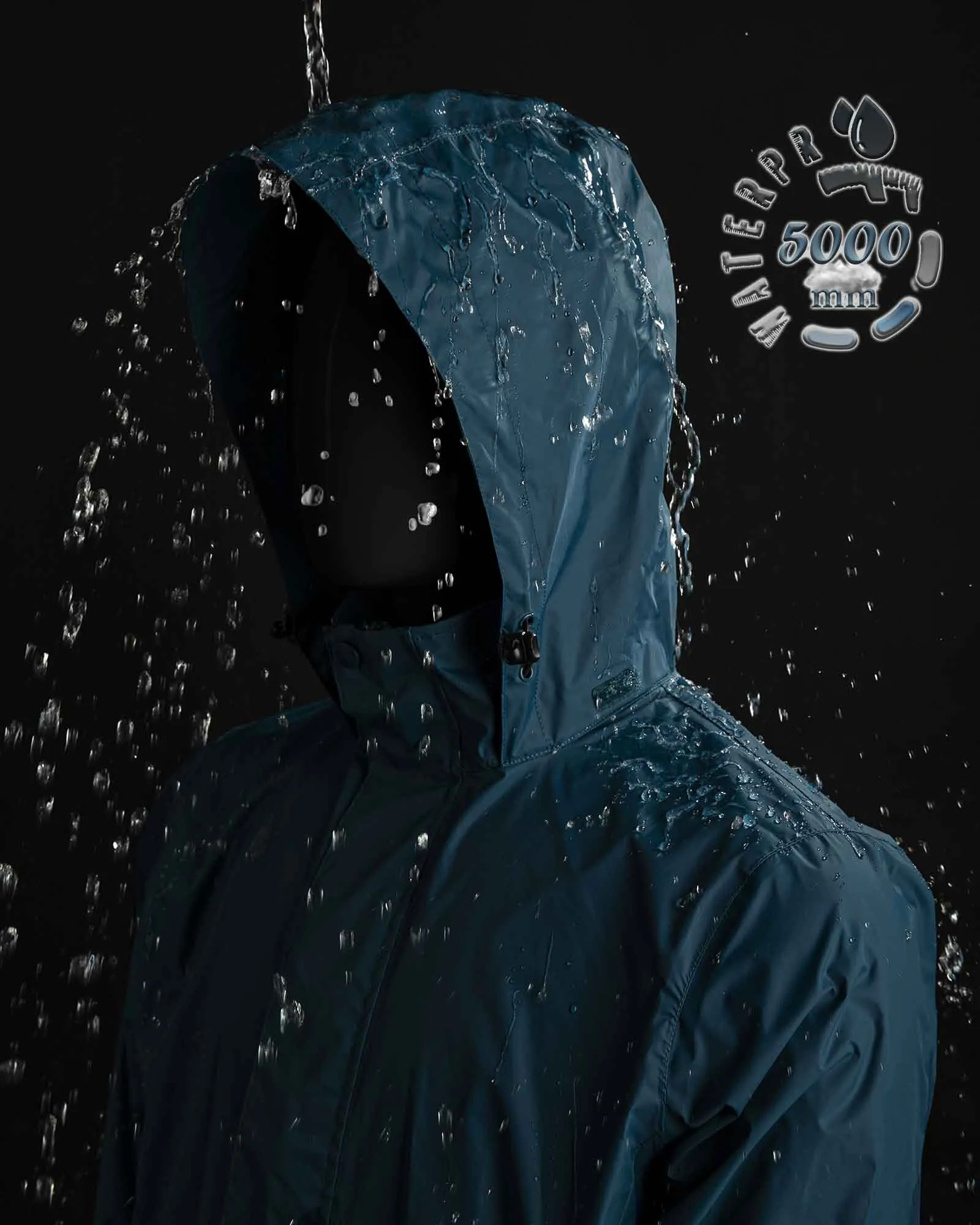 0.70 lbs 5000mm W/P Index 5000 Level Breathable Men's Packable Rain Shell Jacket with 4 Pockets