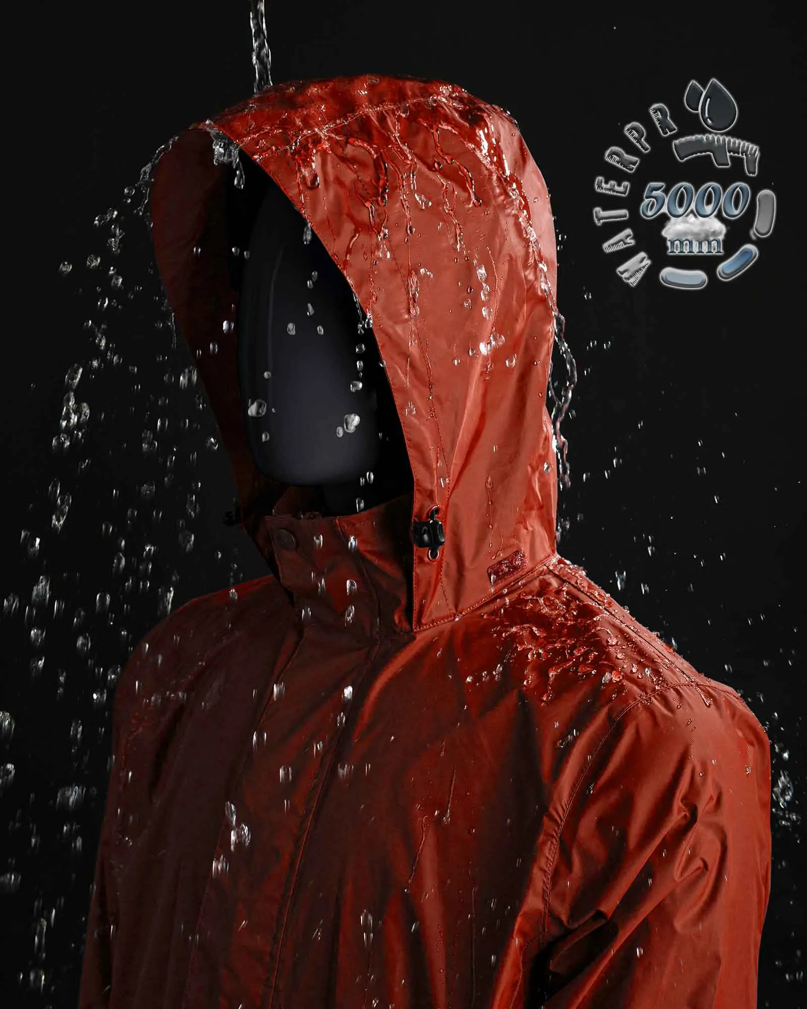 0.70 lbs 5000mm W/P Index 5000 Level Breathable Men's Packable Rain Shell Jacket with 4 Pockets