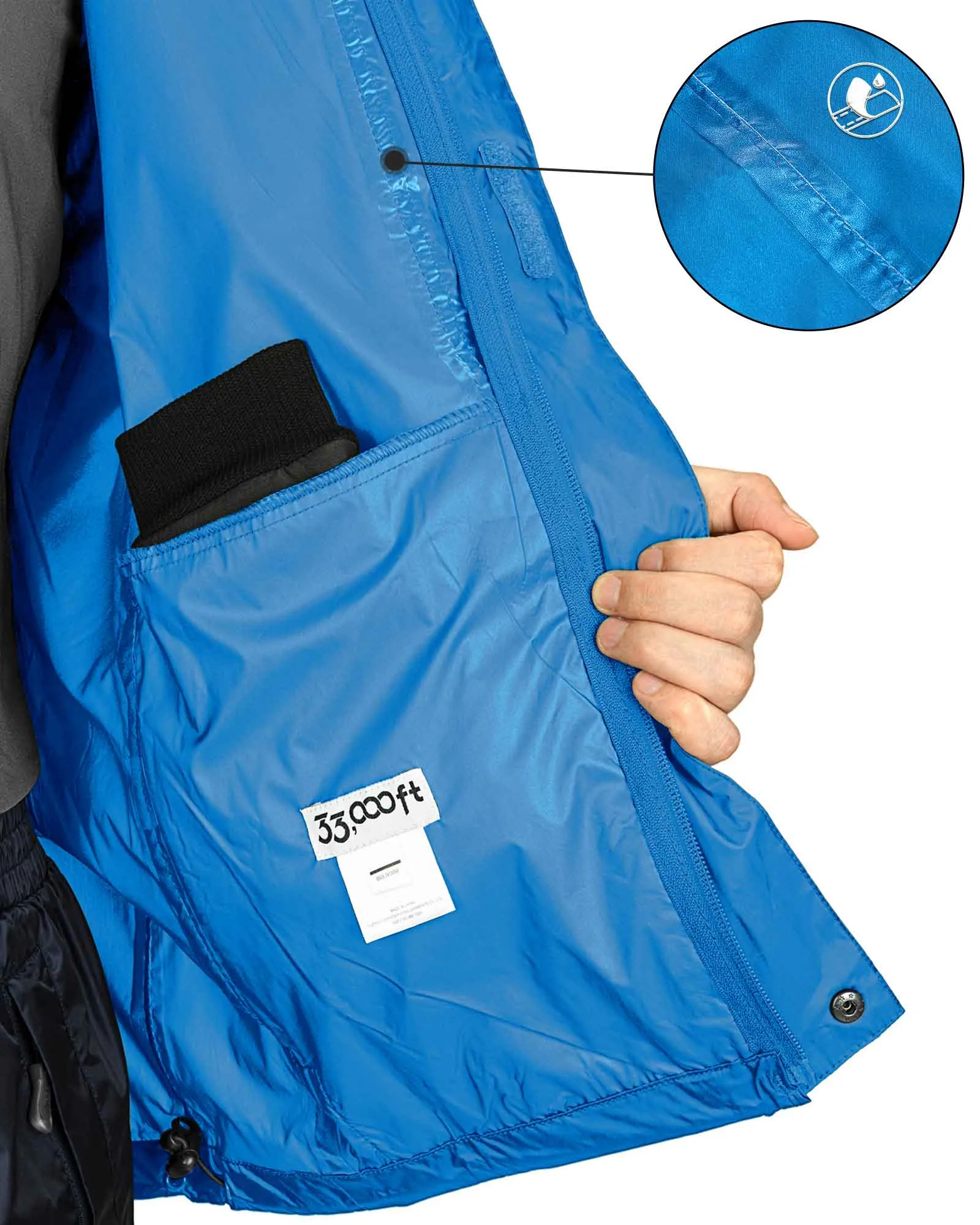 0.70 lbs 5000mm W/P Index 5000 Level Breathable Men's Packable Rain Shell Jacket with 4 Pockets