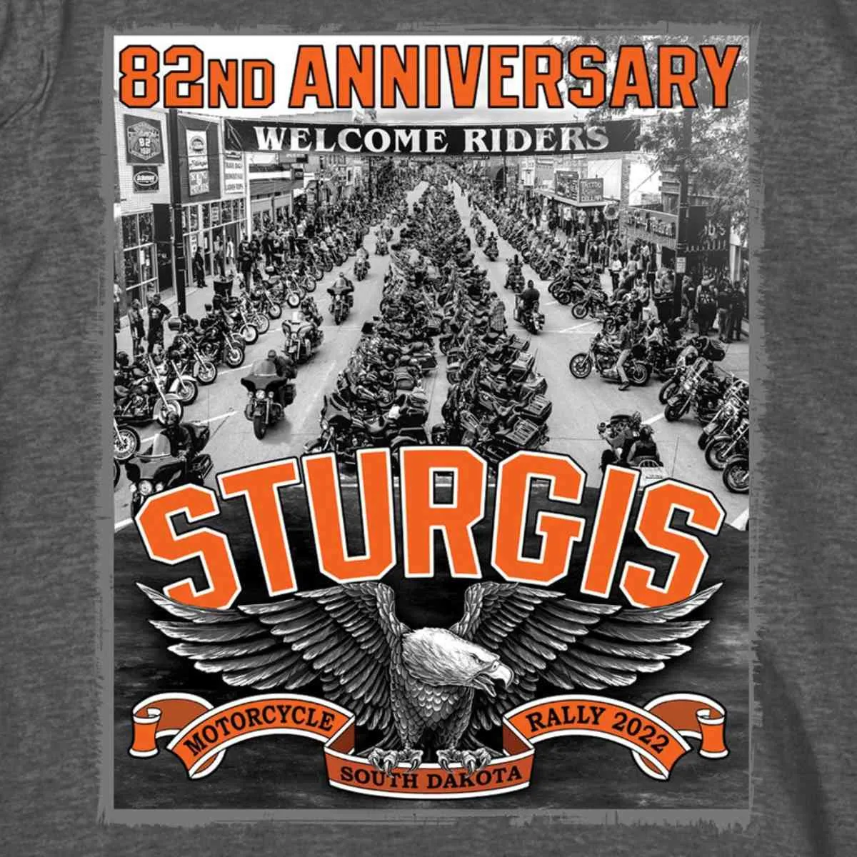 2022 Sturgis Motorcycle Rally SPB1023 Men’s Main Street Photo Heather Charcoal T Shirt