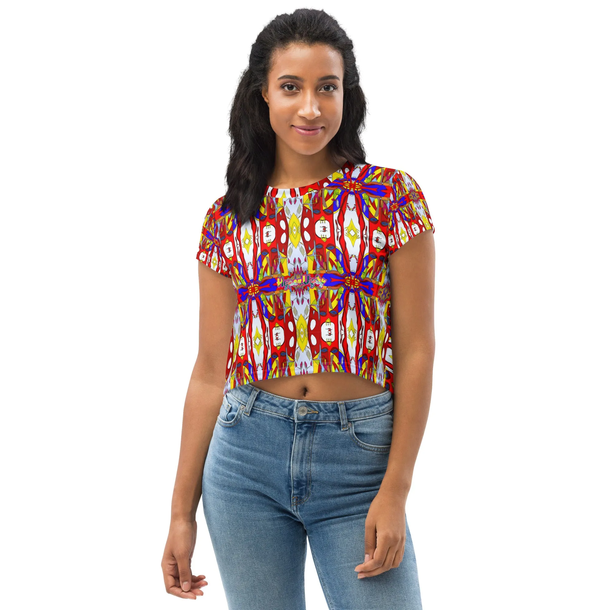 4 Women's Crop Tee - Hello, Abstracto