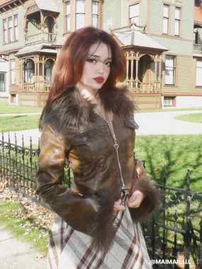 Aelfric Eden Vintage Furry Paneled Faux Leather Jacket