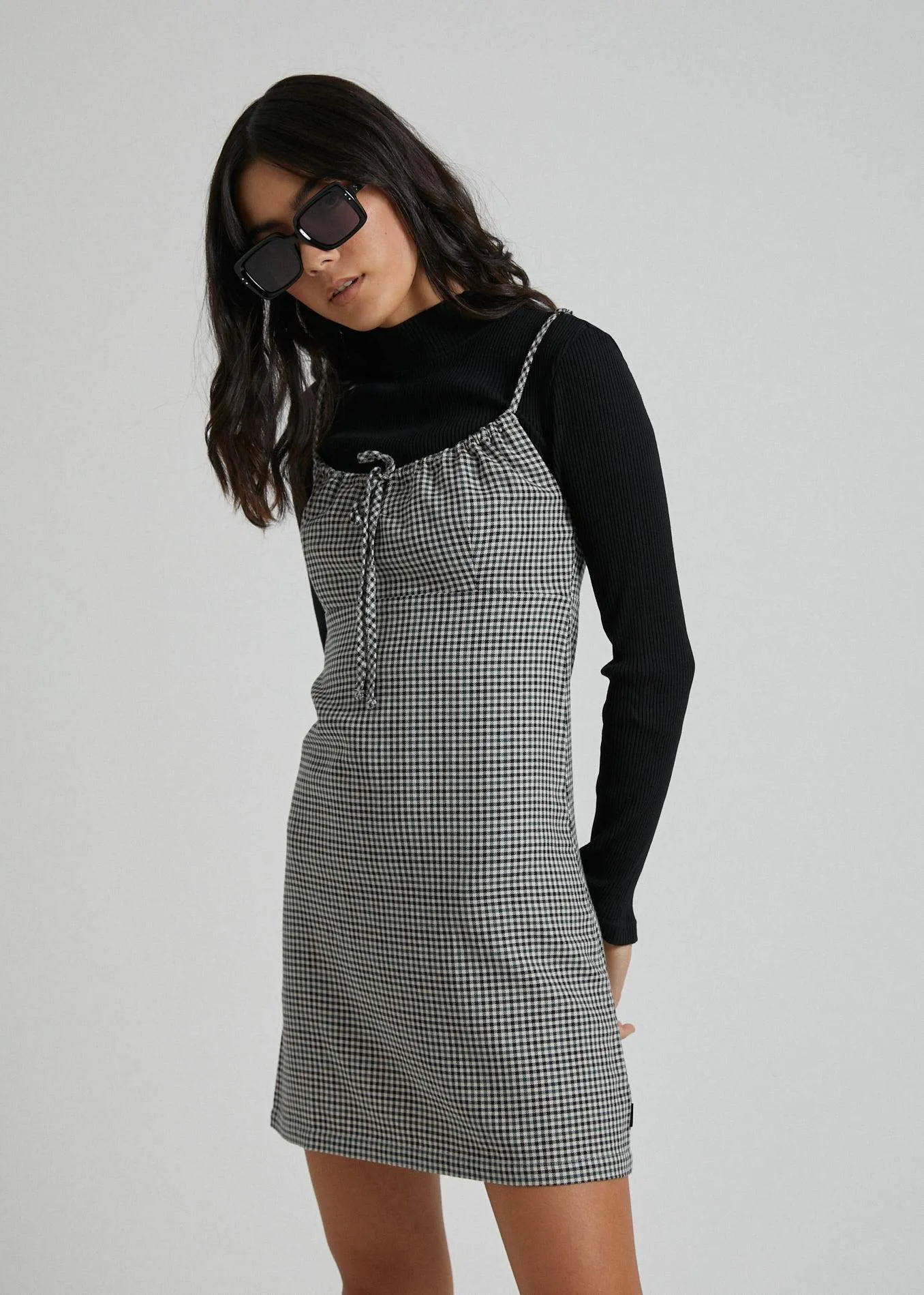 Afends Womens The Clash - Babydoll Dress - Houndstooth