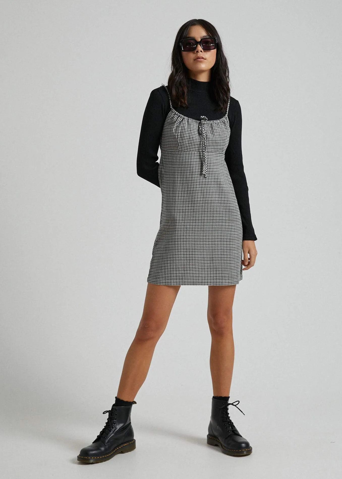 Afends Womens The Clash - Babydoll Dress - Houndstooth