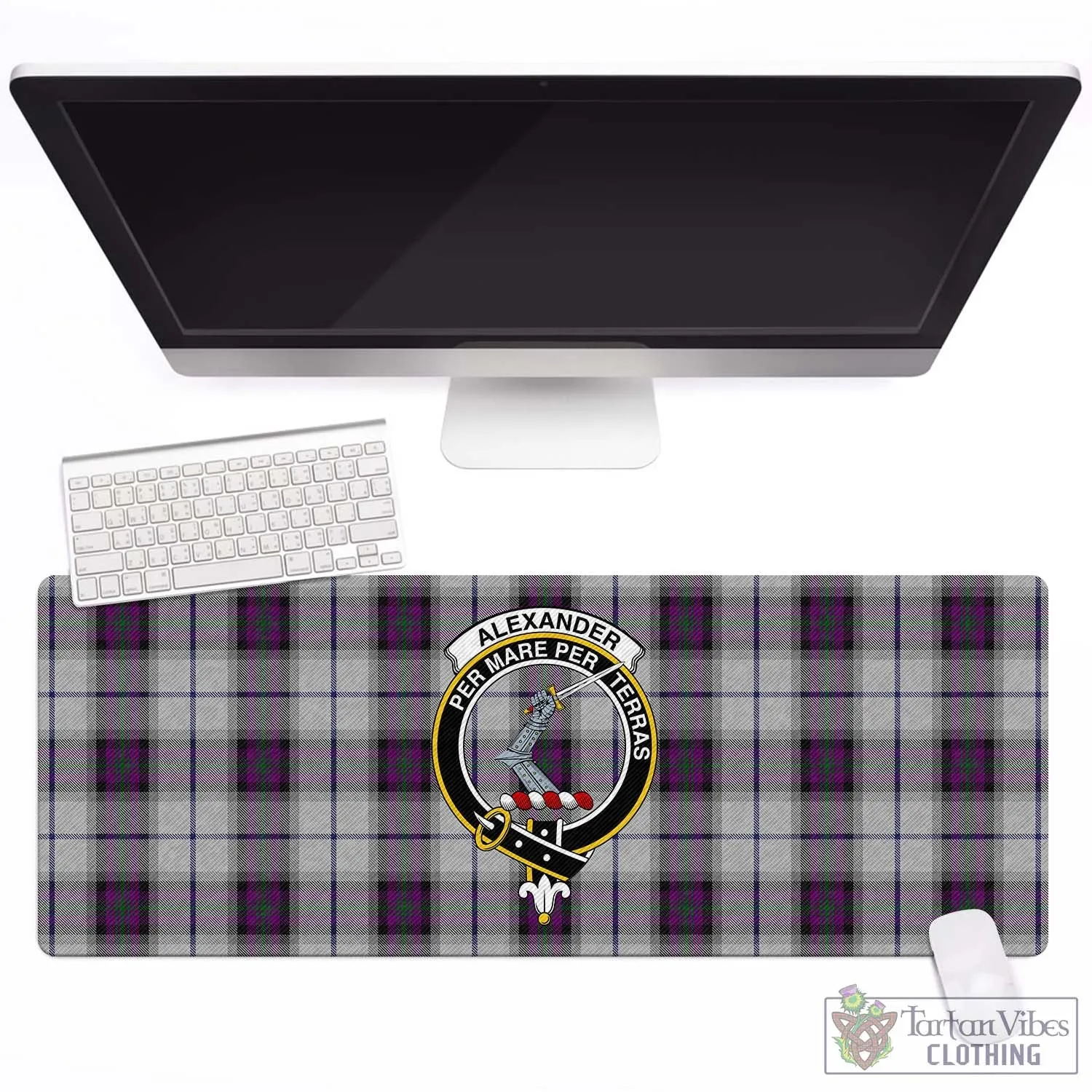 Alexander of Menstry Dress Tartan Mouse Pad with Family Crest