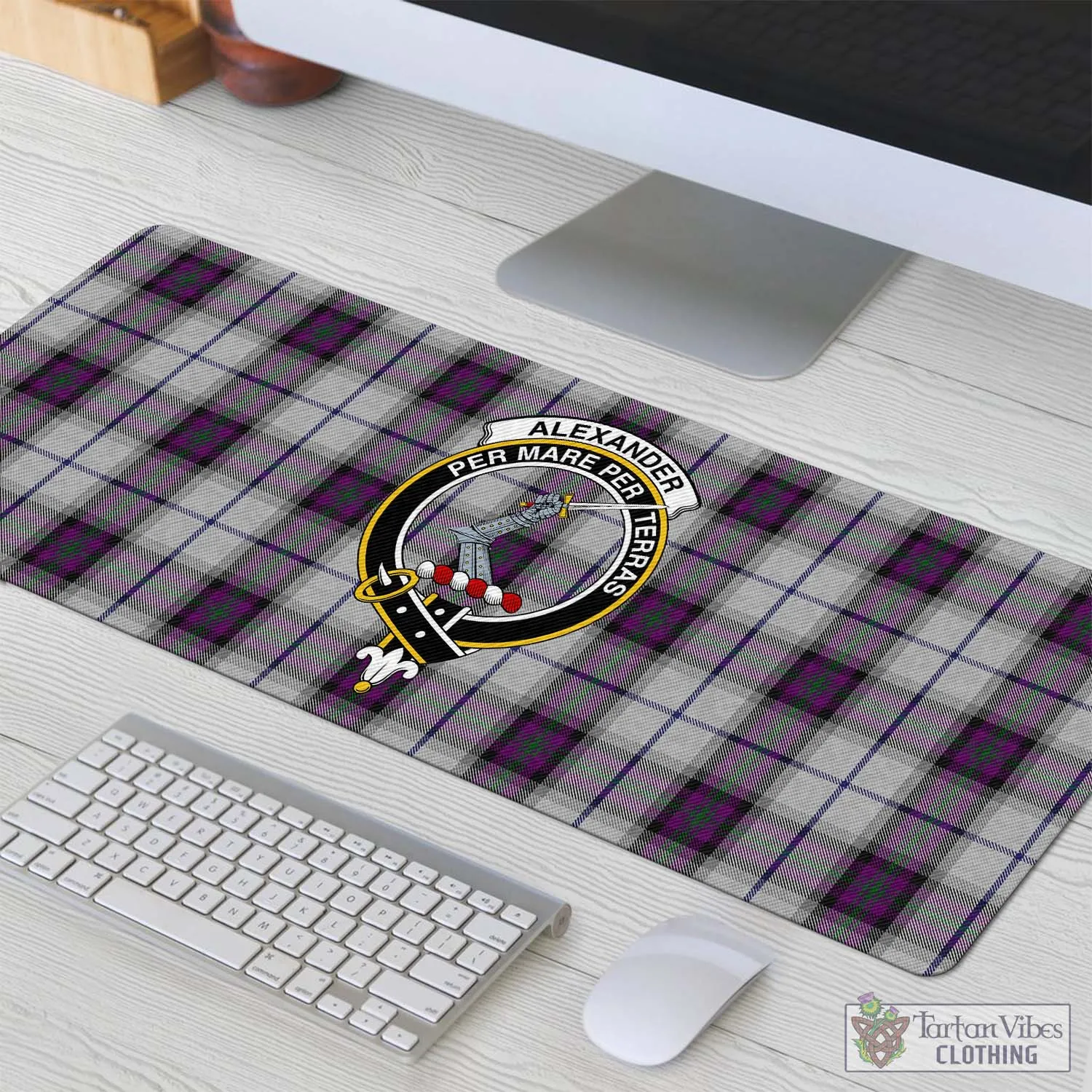 Alexander of Menstry Dress Tartan Mouse Pad with Family Crest