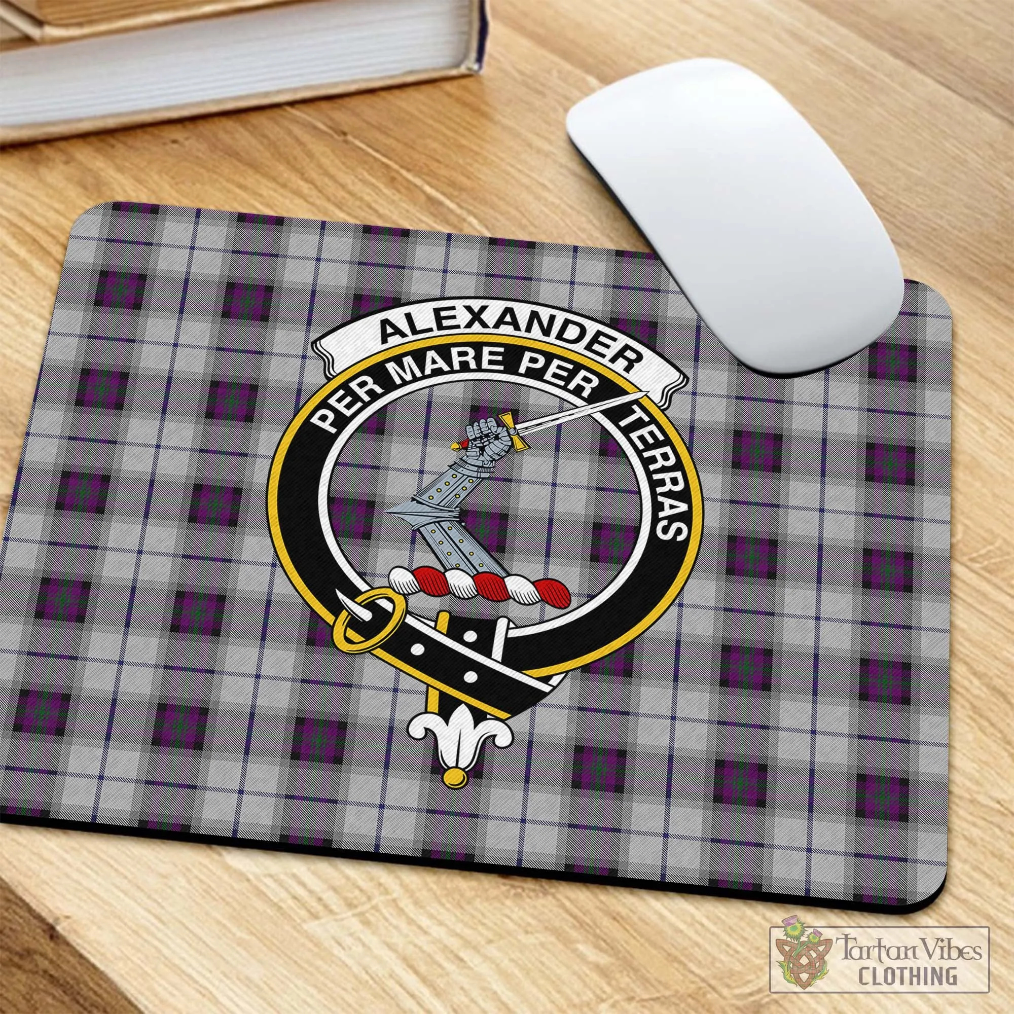 Alexander of Menstry Dress Tartan Mouse Pad with Family Crest