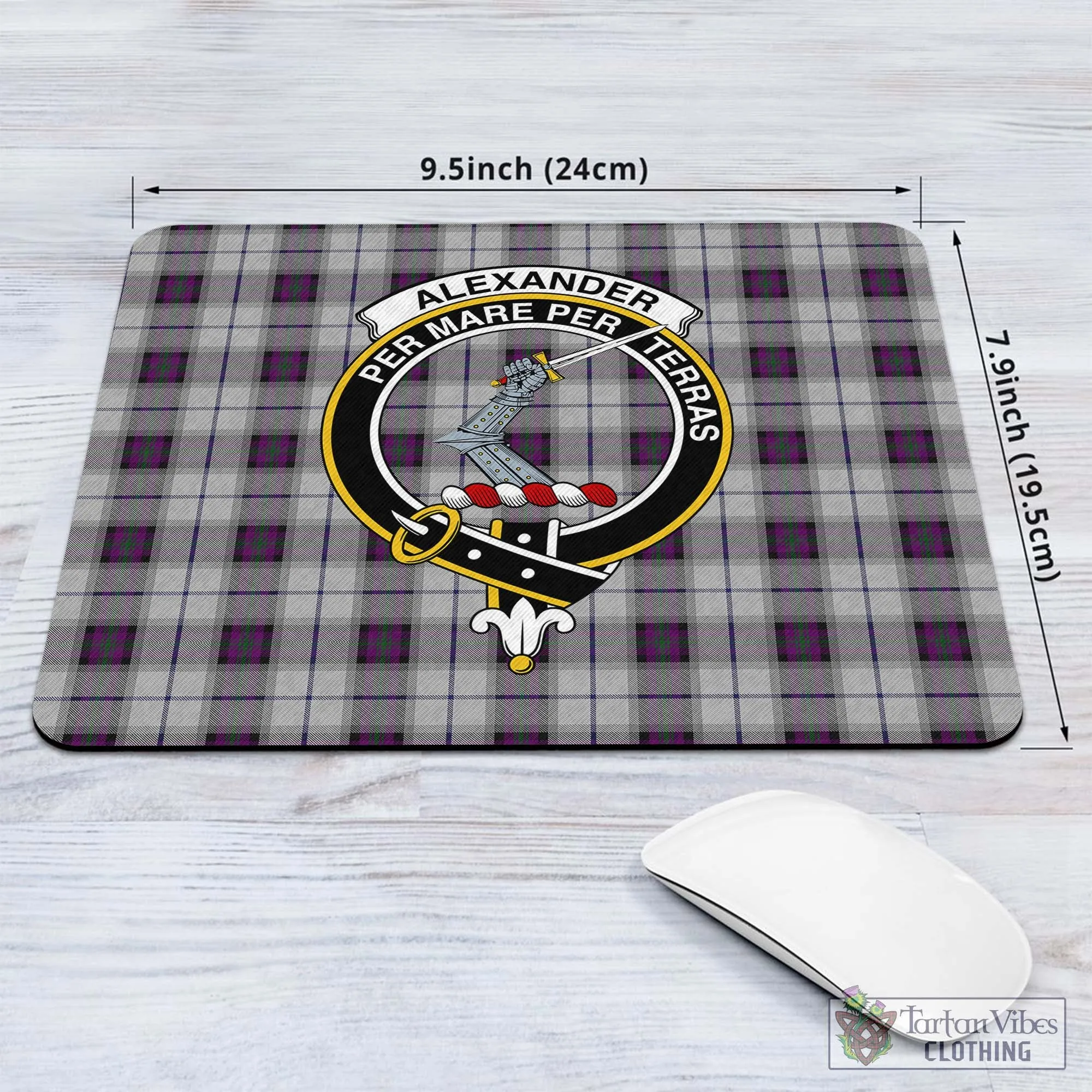 Alexander of Menstry Dress Tartan Mouse Pad with Family Crest