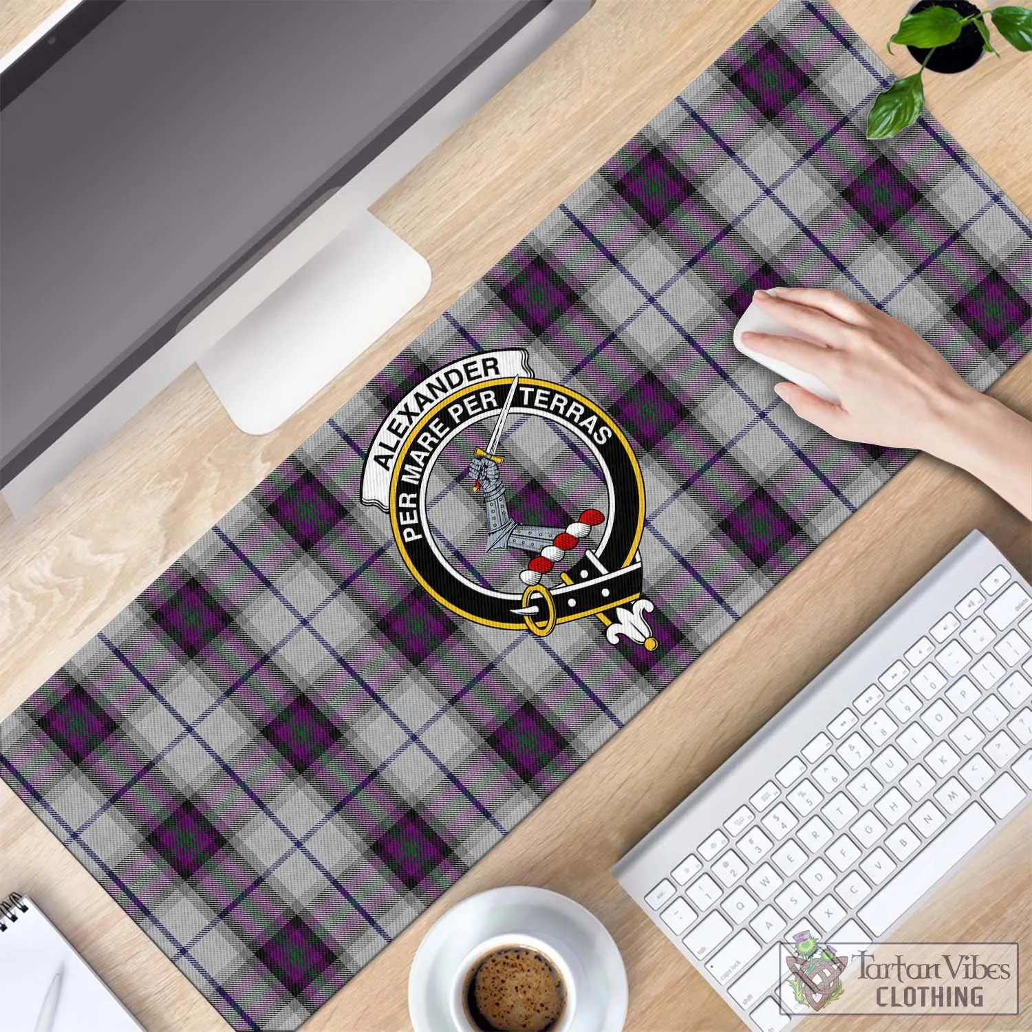 Alexander of Menstry Dress Tartan Mouse Pad with Family Crest