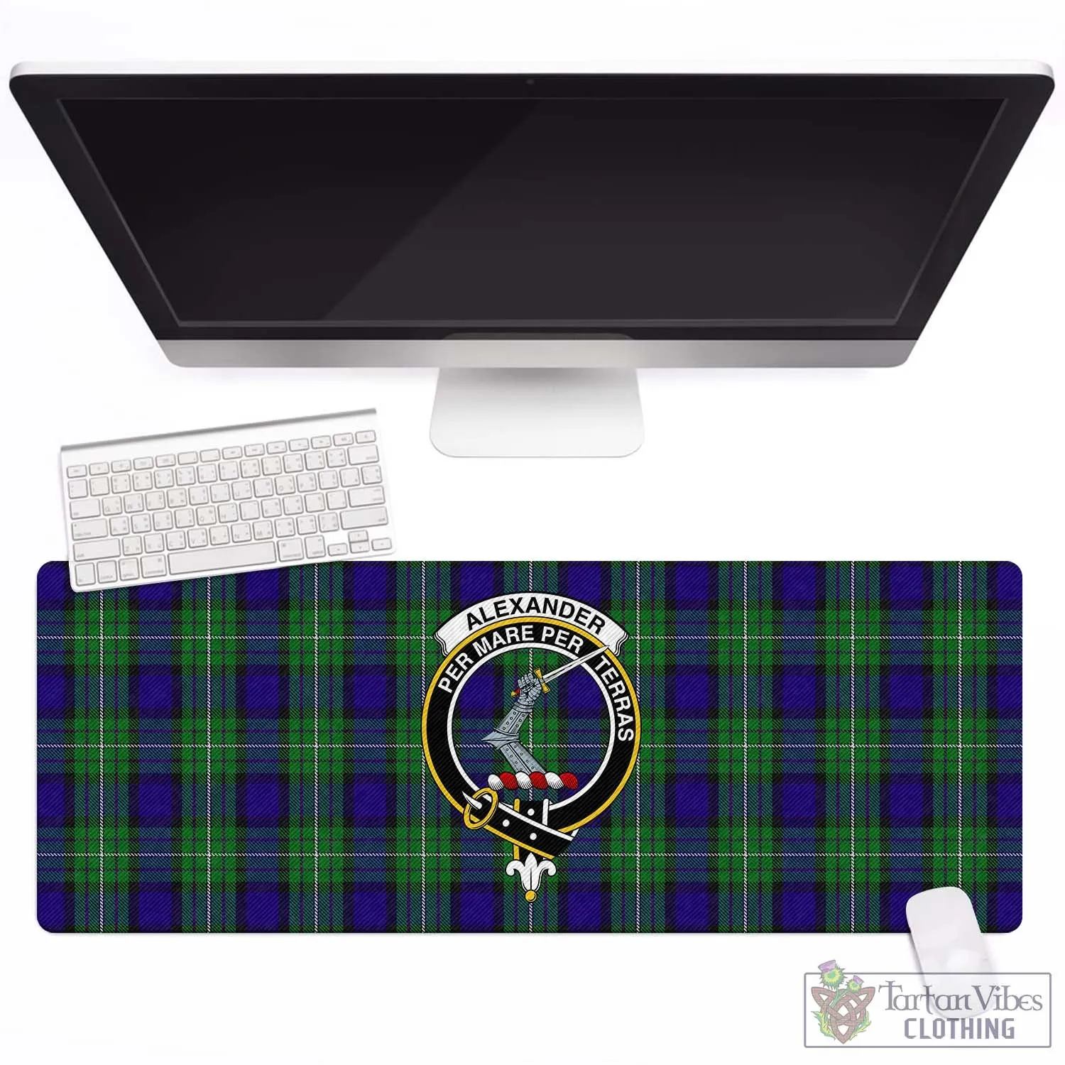 Alexander Tartan Mouse Pad with Family Crest