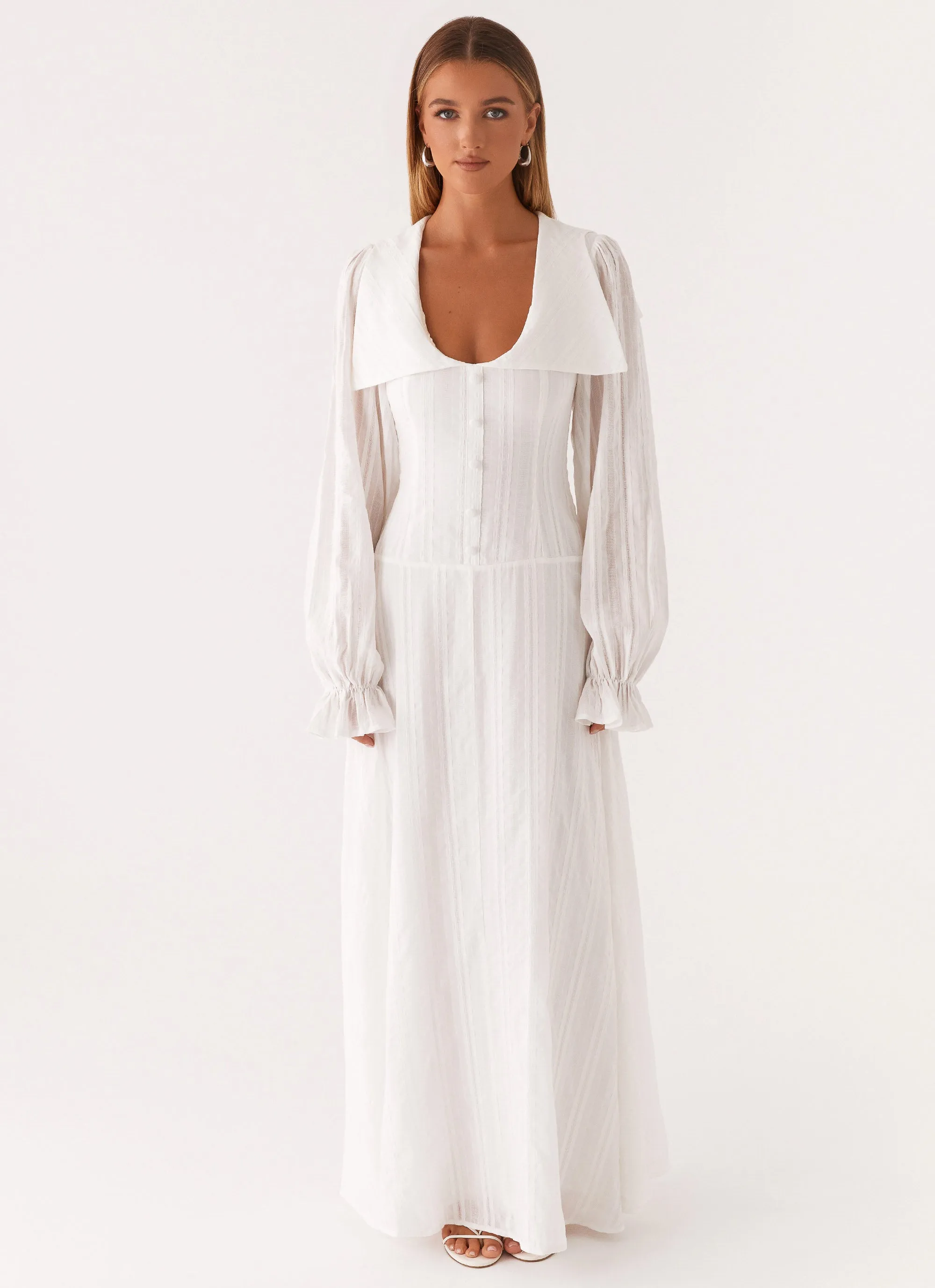 Alima Long Sleeve Maxi Dress - White