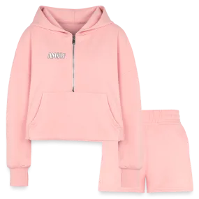 AM&IS Women’s Cropped Hoodie & Jogger Short Outfit Set