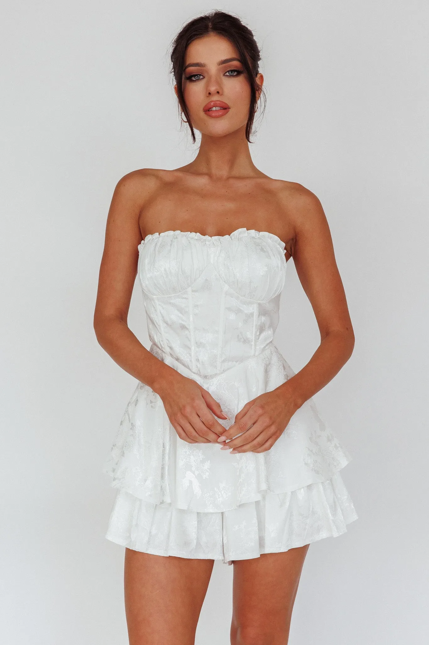 Angel Sky Gathered Bust Romper Ivory