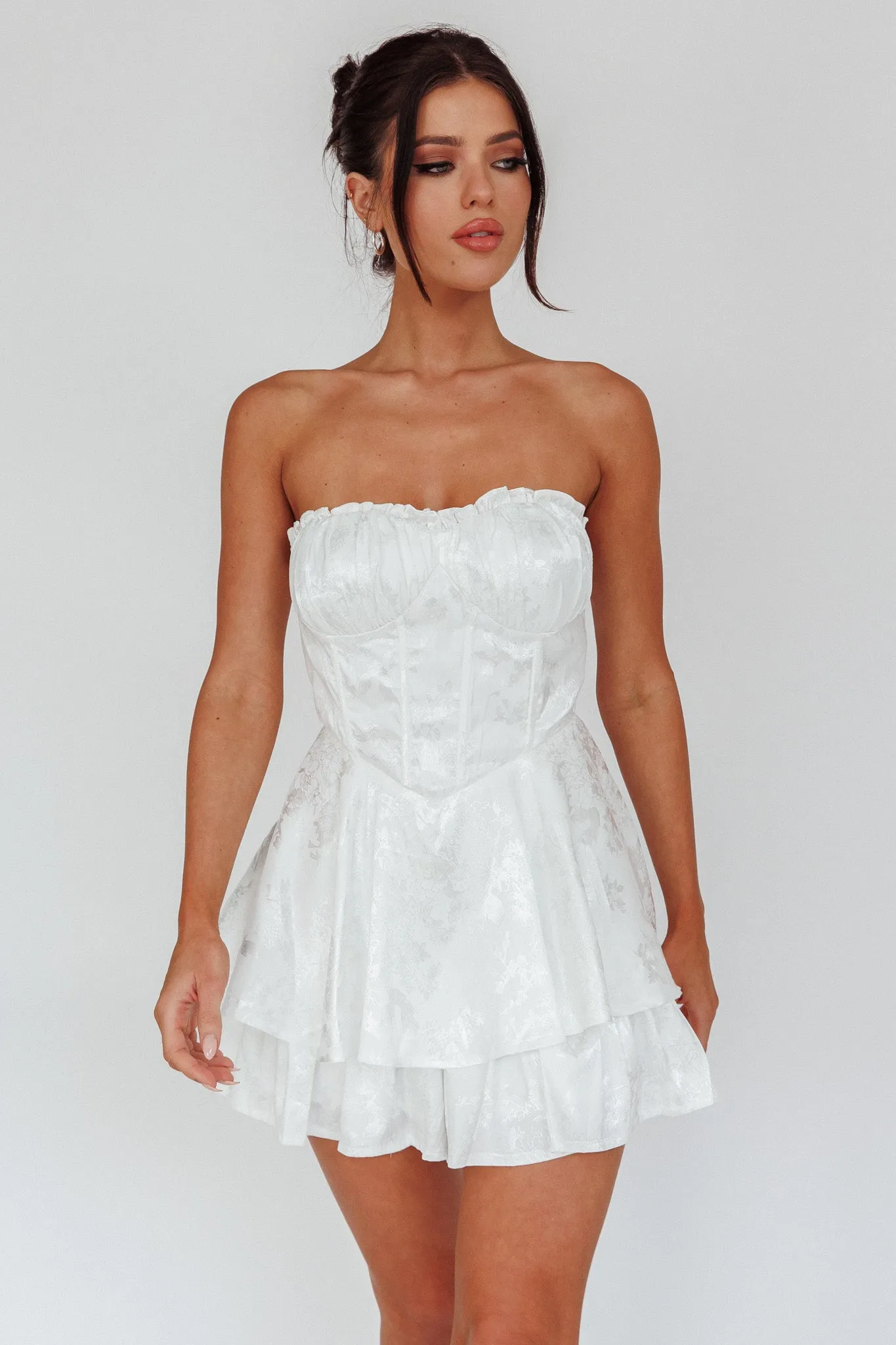 Angel Sky Gathered Bust Romper Ivory