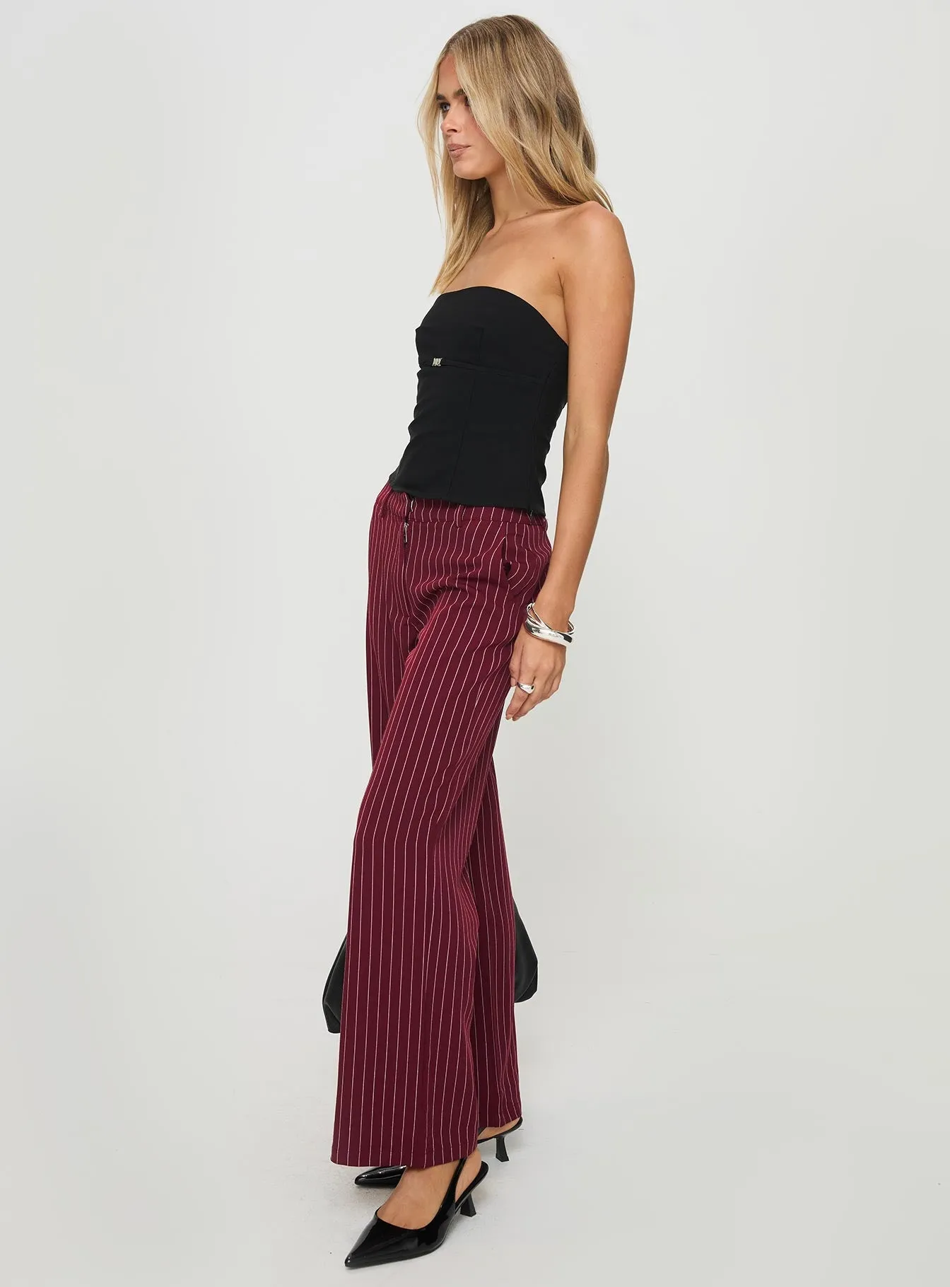 Aquaville Pants Burgundy Pinstripe