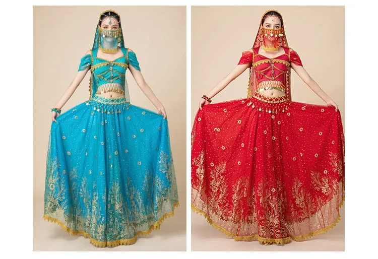 Arabian Princess Pants, Skirts, Tops Embroidered Bollywood Sets