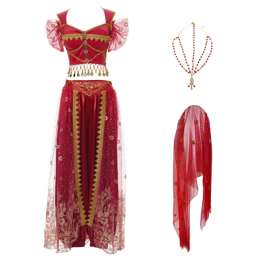 Arabian Princess Pants, Skirts, Tops Embroidered Bollywood Sets