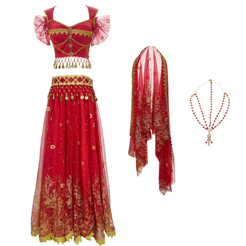 Arabian Princess Pants, Skirts, Tops Embroidered Bollywood Sets