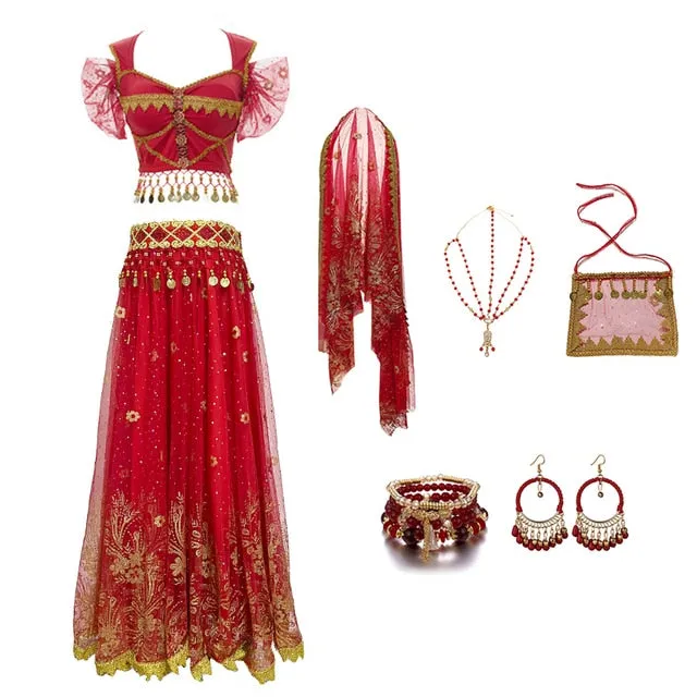 Arabian Princess Pants, Skirts, Tops Embroidered Bollywood Sets