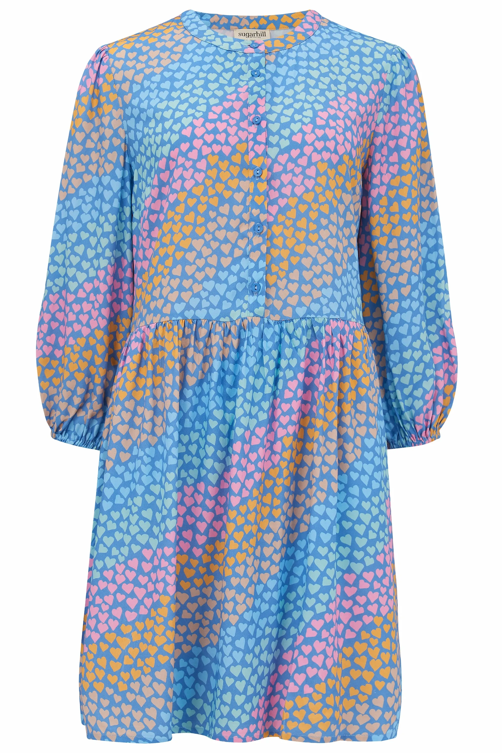 Astra Babydoll Dress | Sliding Hearts (Blue)