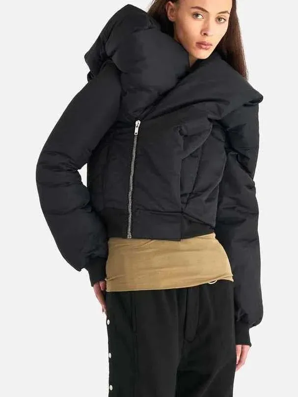 Asymmetrical Structured Puffer Bomber Jacket