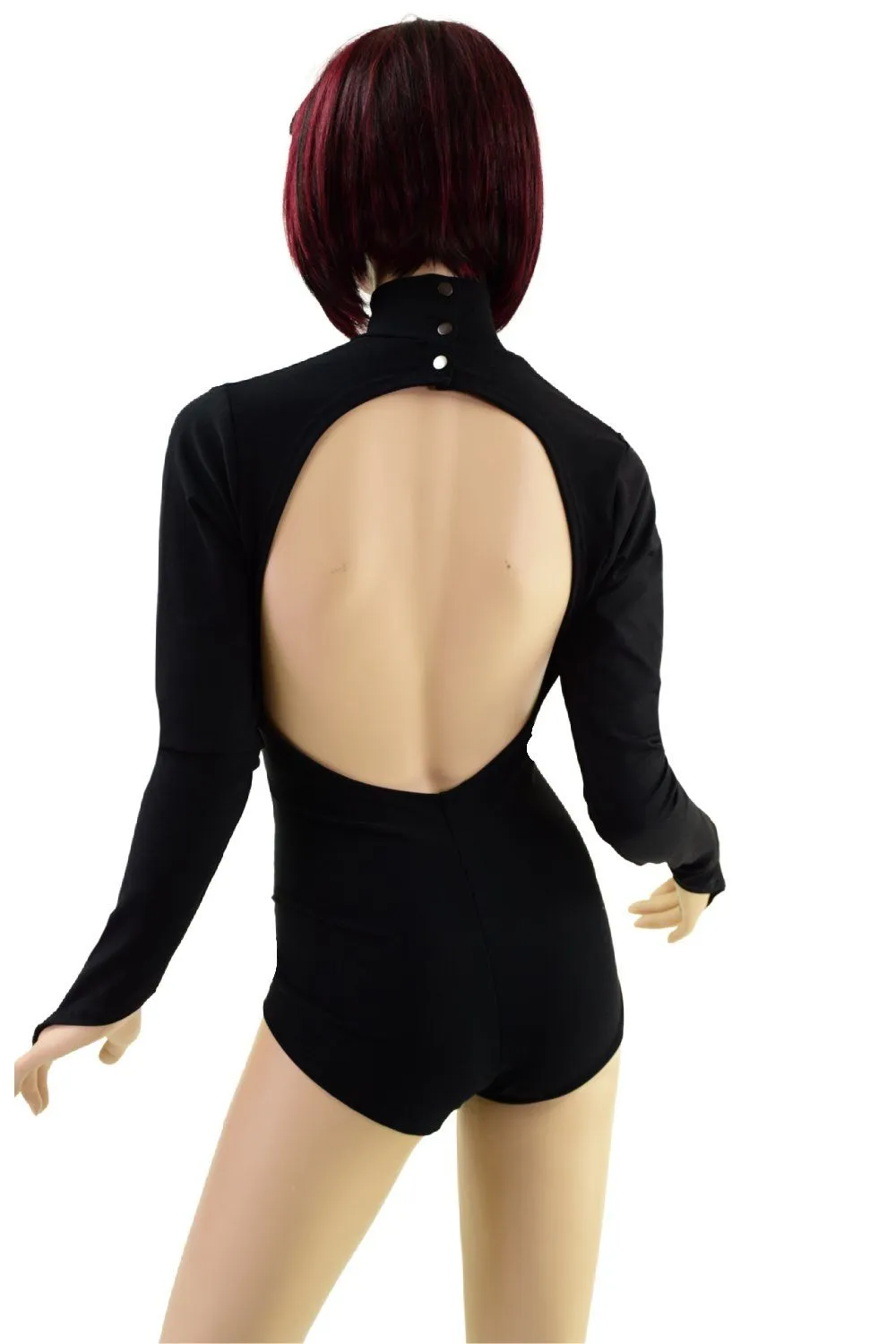 Backless Romper with Snapback Turtleneck and Fingerloops