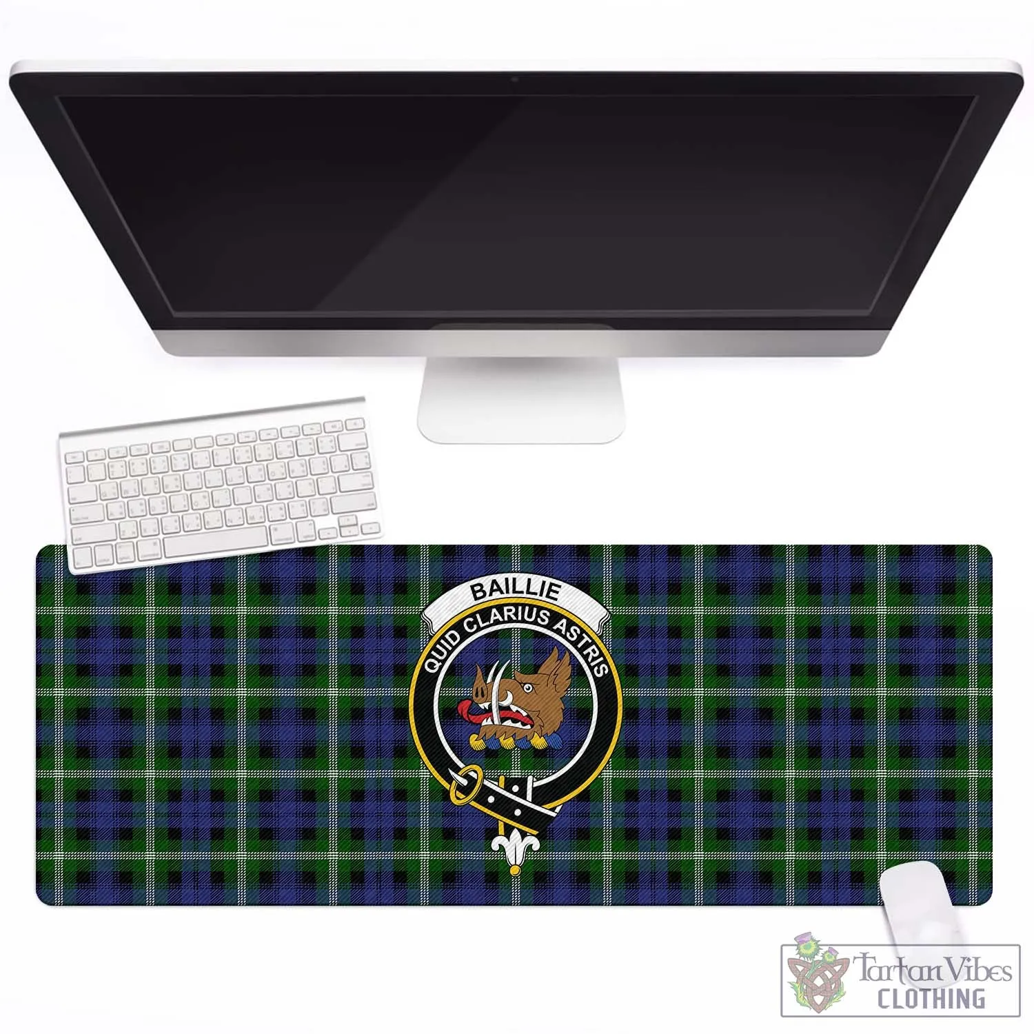 Baillie (Bailey) Tartan Mouse Pad with Family Crest