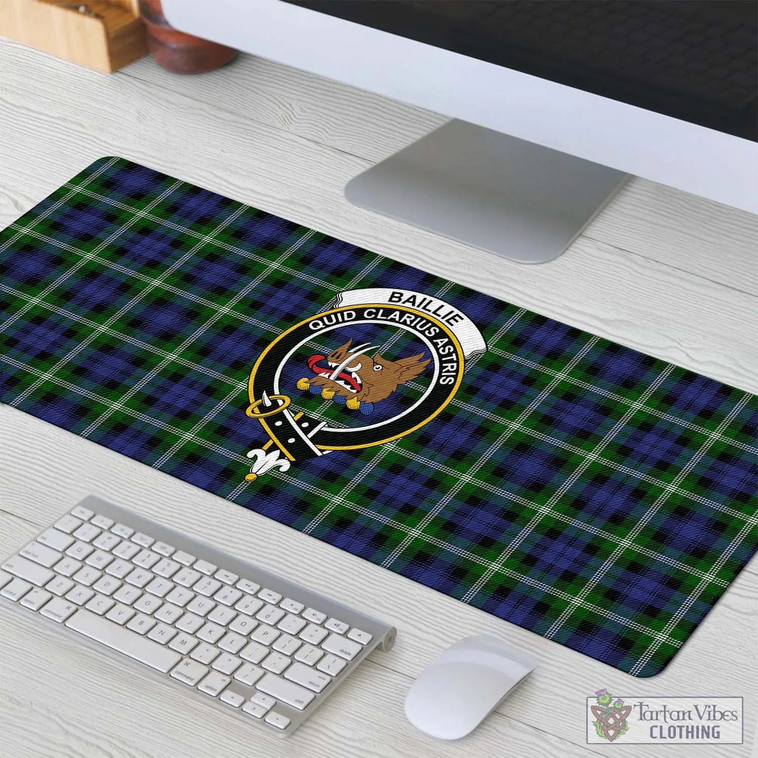 Baillie (Bailey) Tartan Mouse Pad with Family Crest