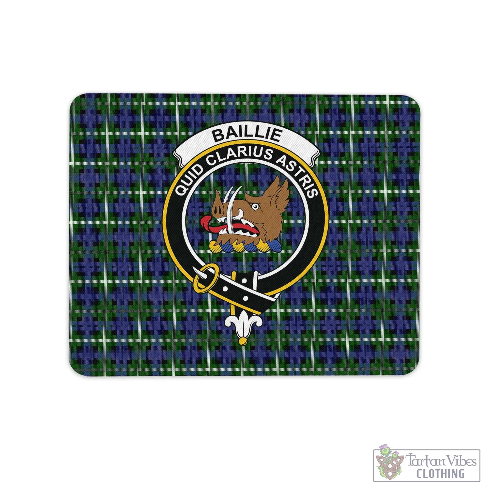 Baillie (Bailey) Tartan Mouse Pad with Family Crest