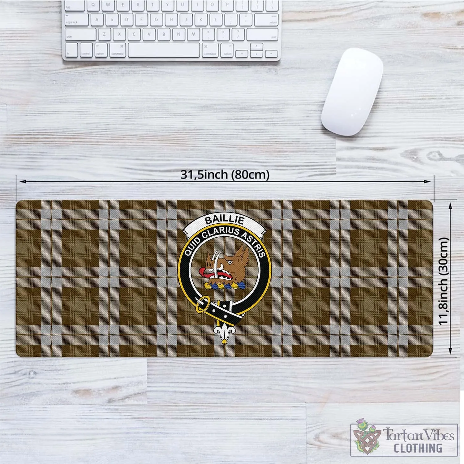 Baillie Dress Tartan Mouse Pad with Family Crest