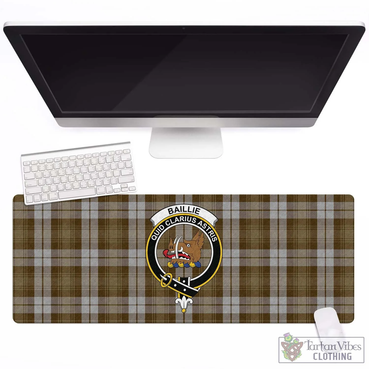 Baillie Dress Tartan Mouse Pad with Family Crest