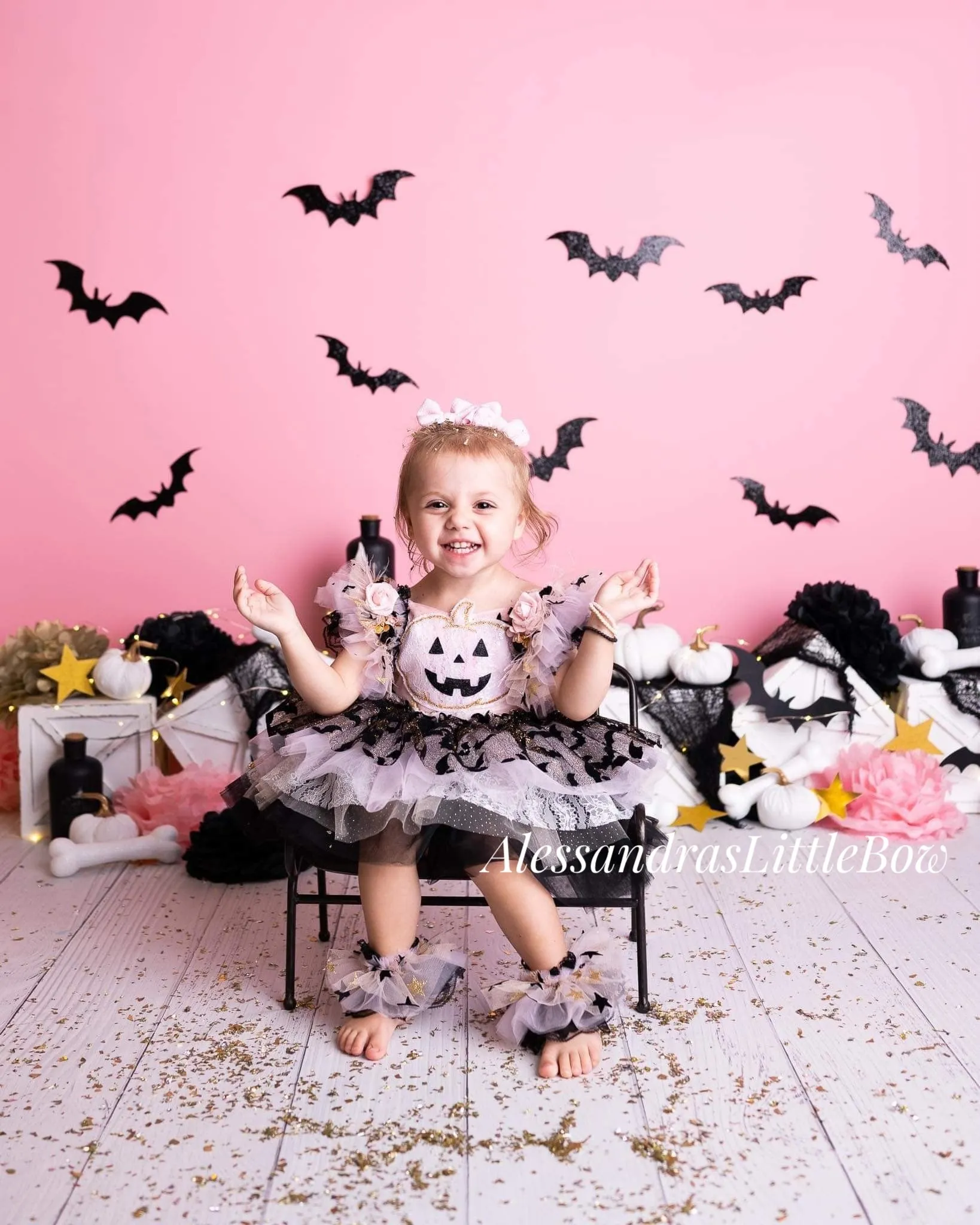 Batty Pumpkin Whimsical Romper