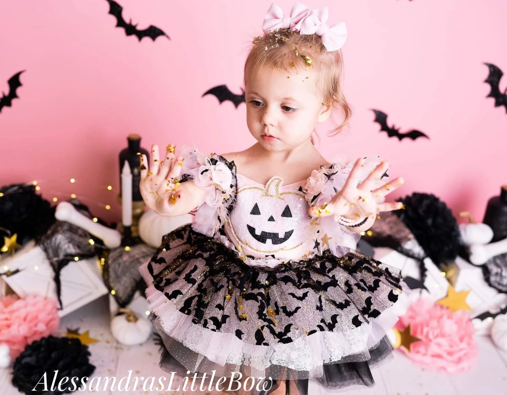 Batty Pumpkin Whimsical Romper