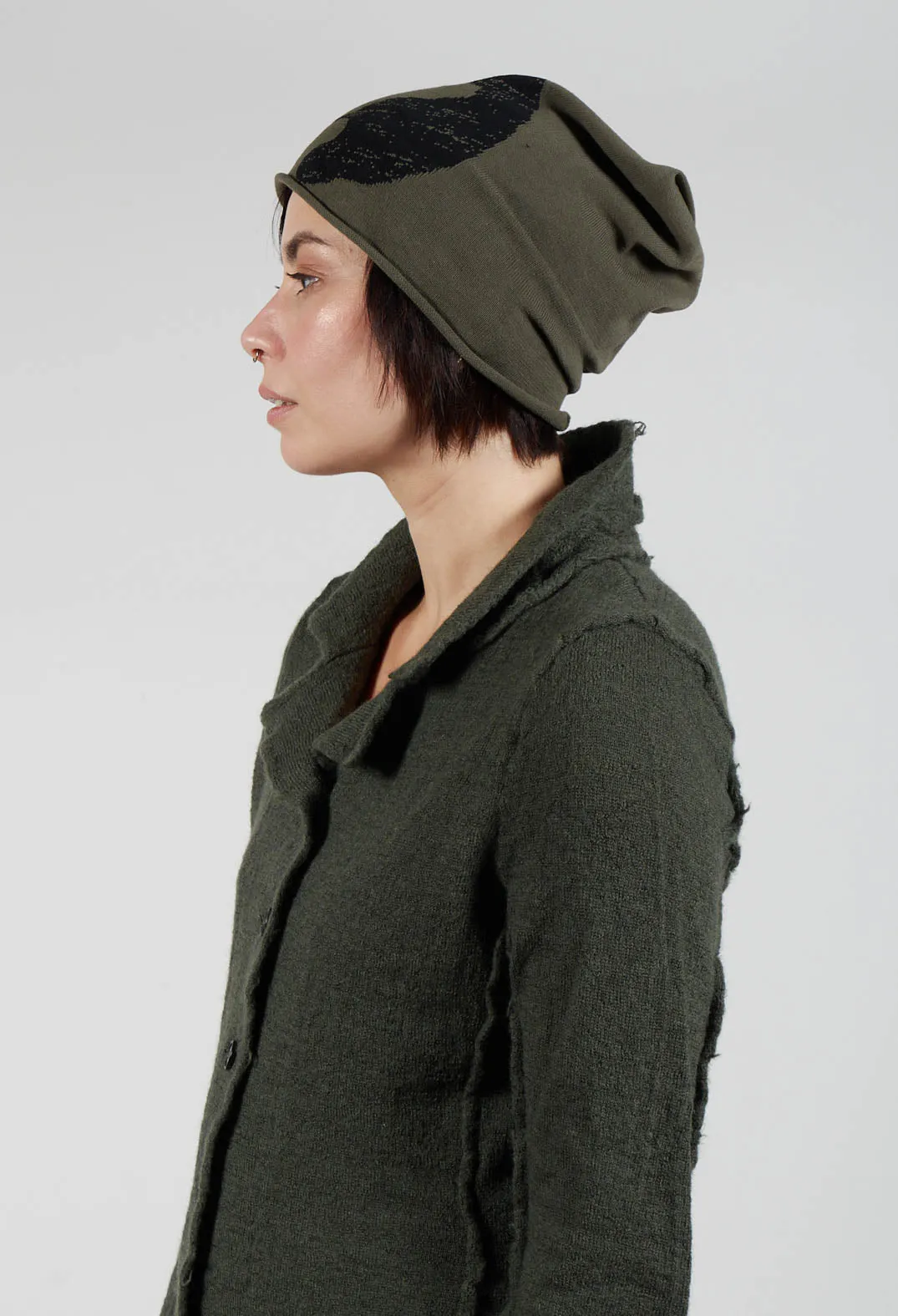 Beanie Hat with Motif in Camp Jacquard