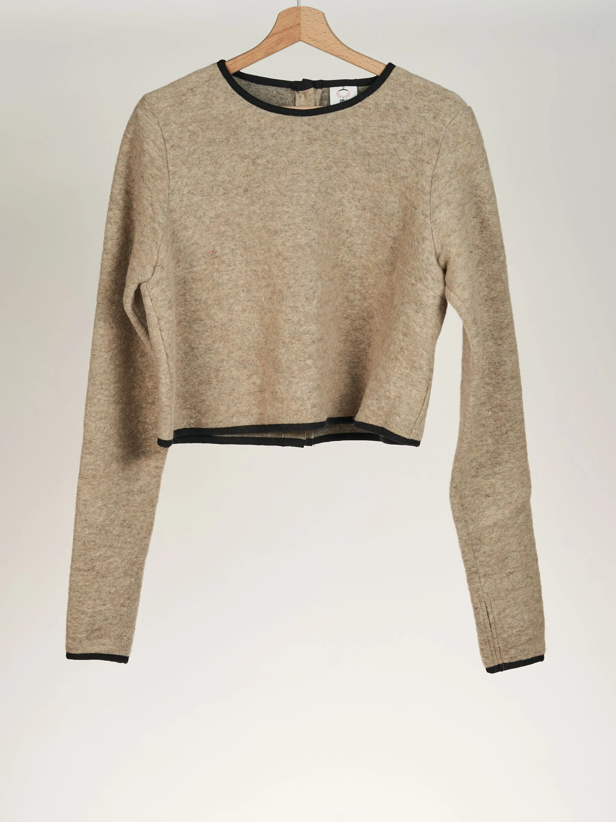 Beige Crop Sweater, Wool