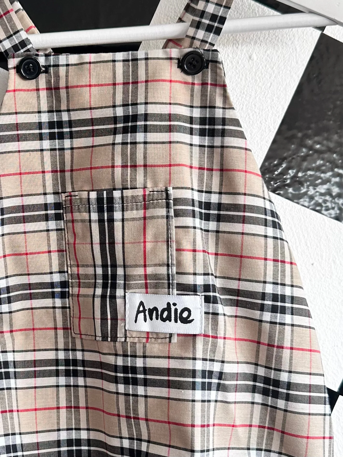 Beige Tartan Romper (0-24months)