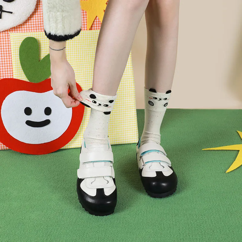 Beligogo Cozy Cartoon Panda & Striped Crew Socks: Soft, Breathable, Anti-Slip for Spring & Fall