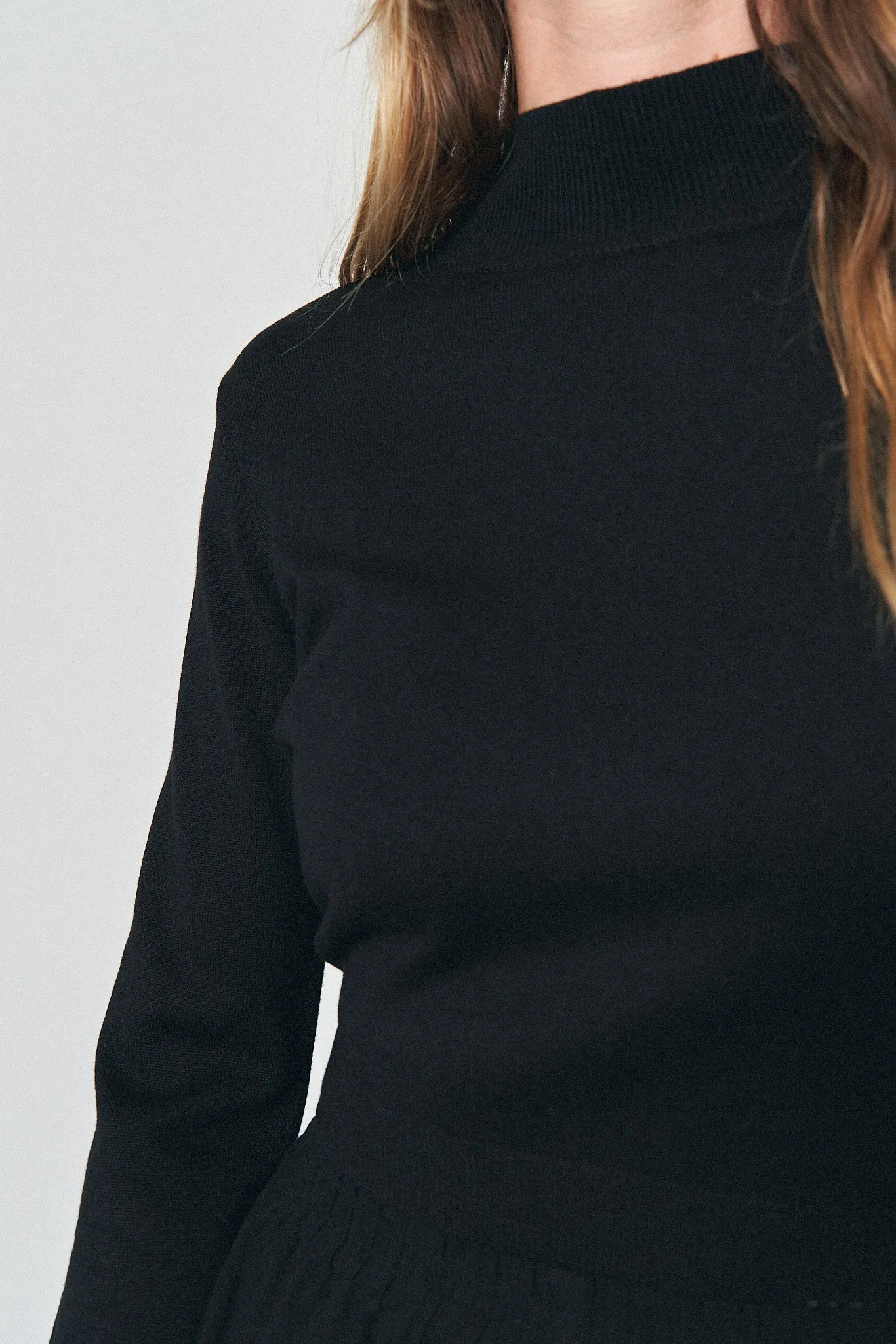 Black Mock Neck Crop Viscose Sweater