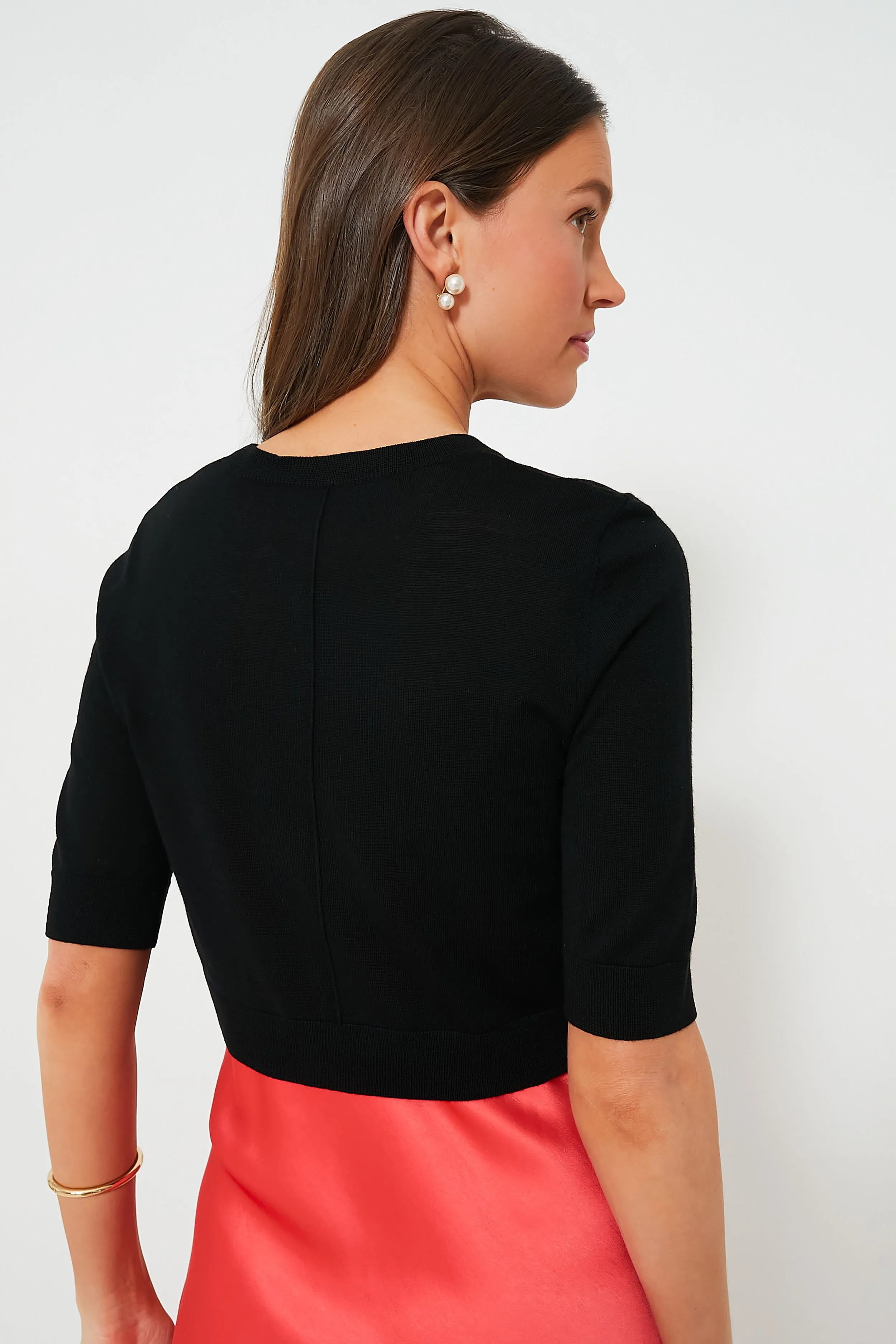 Black Norah Short Sleeve Crop Sweater