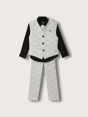 Blue Giraffe Boys Multi Solid Waist Coat Set