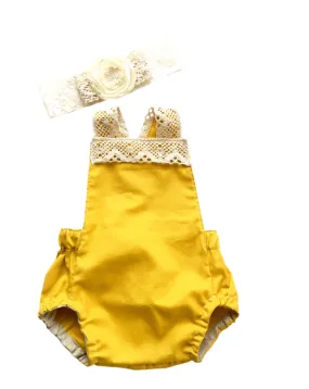 Boho Mustard Yellow Baby Romper