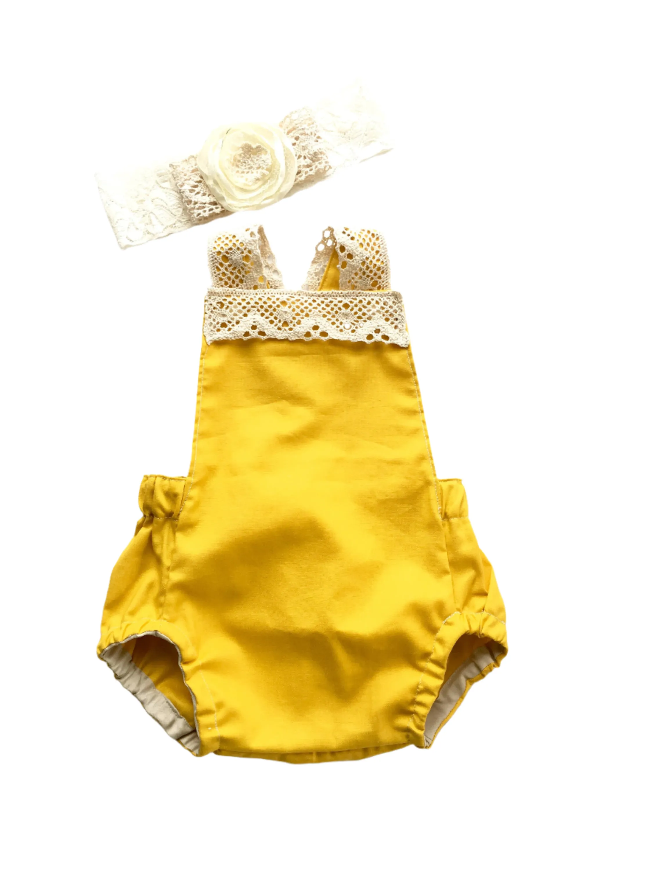 Boho Mustard Yellow Baby Romper