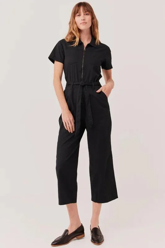 Boulevard Brushed Twill Zip Front Jumpsuit