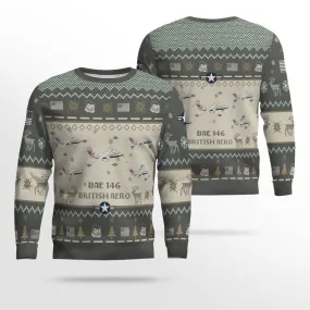 British Aerospace 146 BAe 146 Aircraft Ugly Sweater, Ugly Sweater Christmas Shirt for Men Dad Veteran