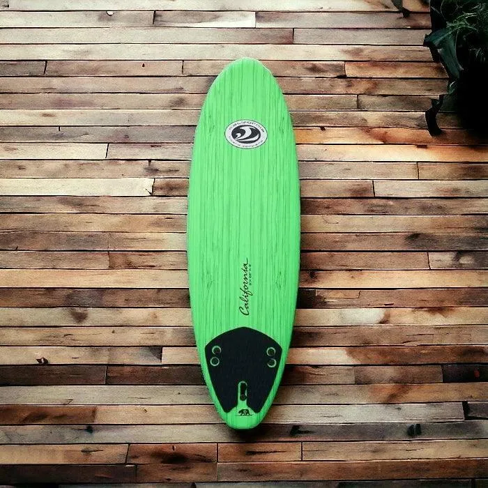 California Board Company CBC Mini Mal Soft Surfboard 6ft Package - Green Wood Grain