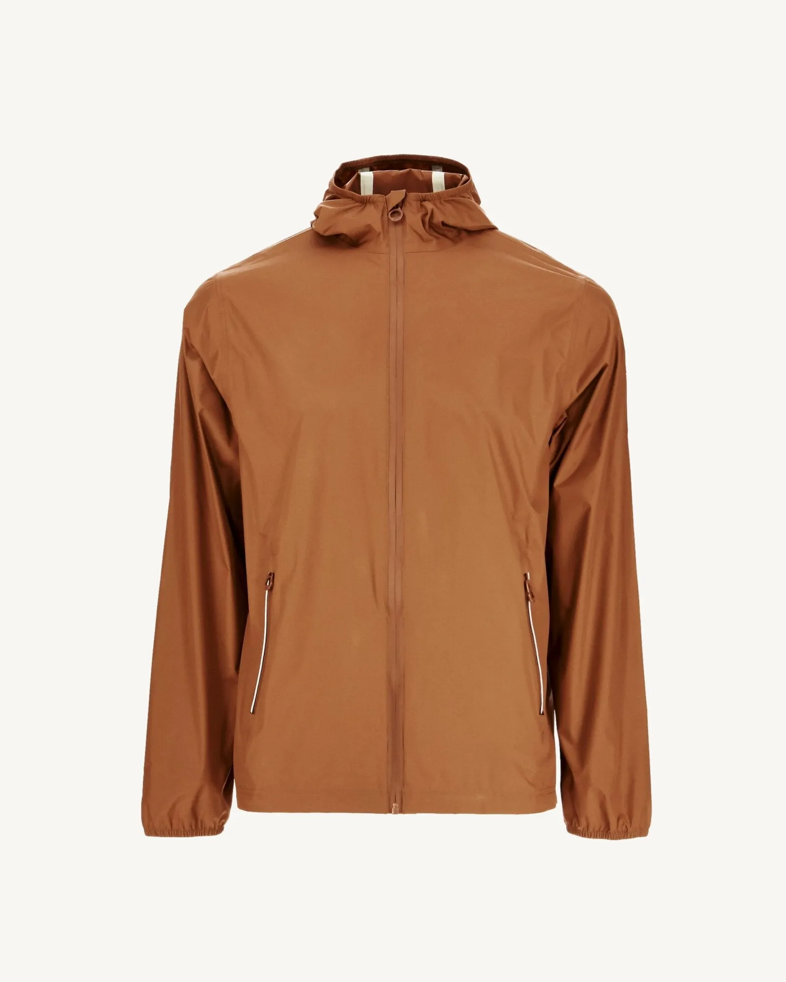 Caramel Manille packable waterproof hooded long jacket