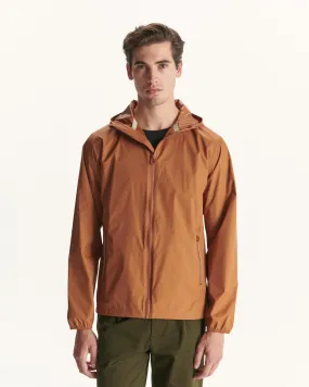 Caramel Manille packable waterproof hooded long jacket