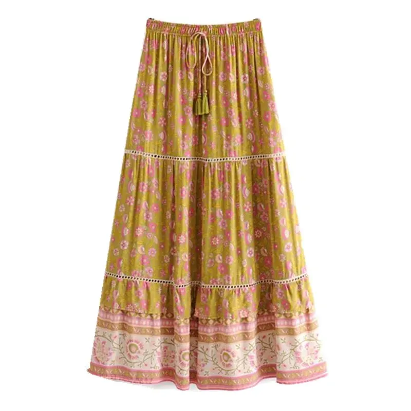 Cara's Boho Bow Front Crop Top Matching Maxi Skirt