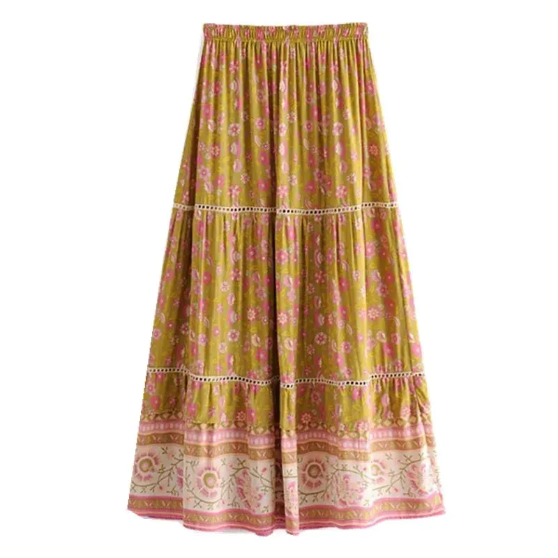 Cara's Boho Bow Front Crop Top Matching Maxi Skirt