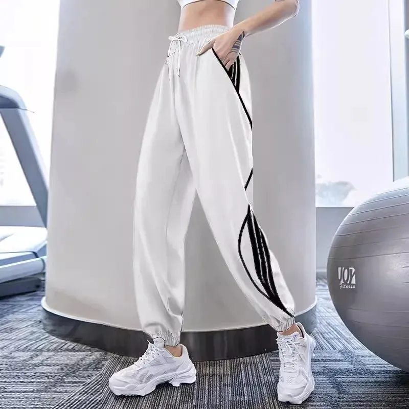 Casual Loose High Waist Jogging Sweatpant with Side Stripes